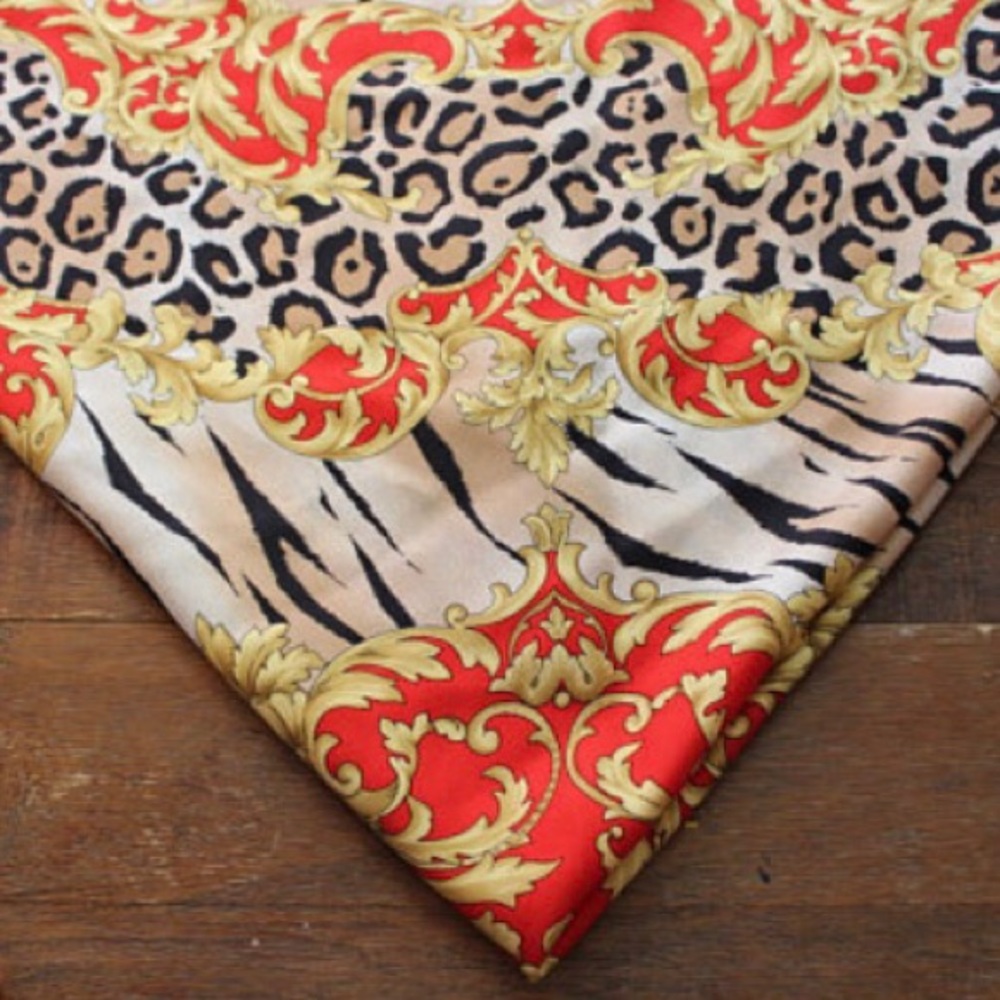 Vintage LANVIN Paris 100% Silk Scarf Leopard Tiger